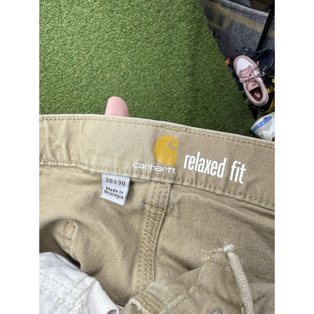 Carhartt Carpenter Pants Mens 38x30 Relaxed Fit Khaki Workwear Tan 102291-253 - Picture 3 of 12